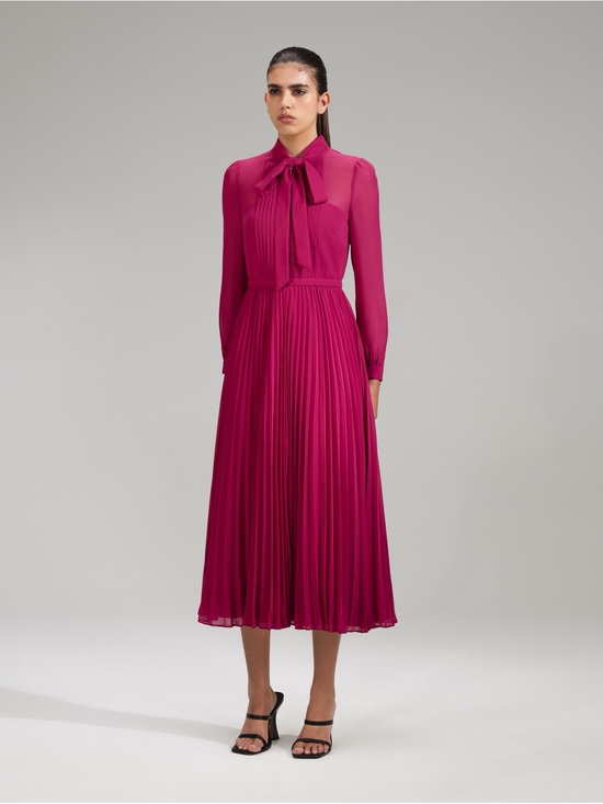 Self-Portrait Dresses & Skirts - Self-Portrait Fuchsia Chiffon Midi Dress